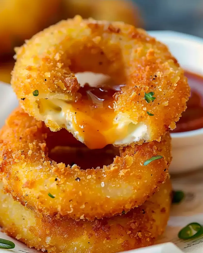 Cheesy Stuffed Mozzarella Onion Rings