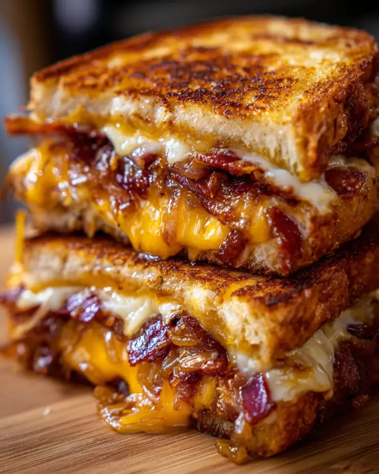 Indulge In Bacon And Caramelized Onion Grilled Cheese Sandwiches