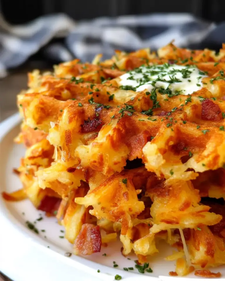 Bacon and Cheese Loaded Hashbrown Waffles