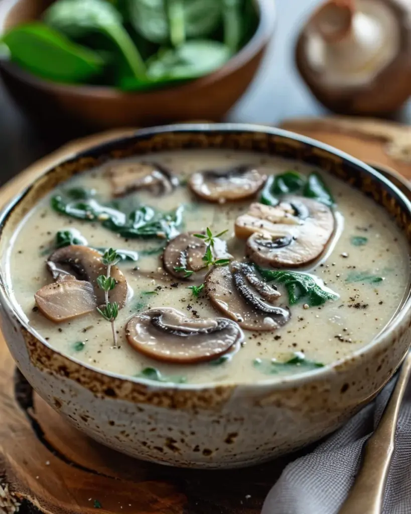 Creamy Mushroom & Spinach Soup