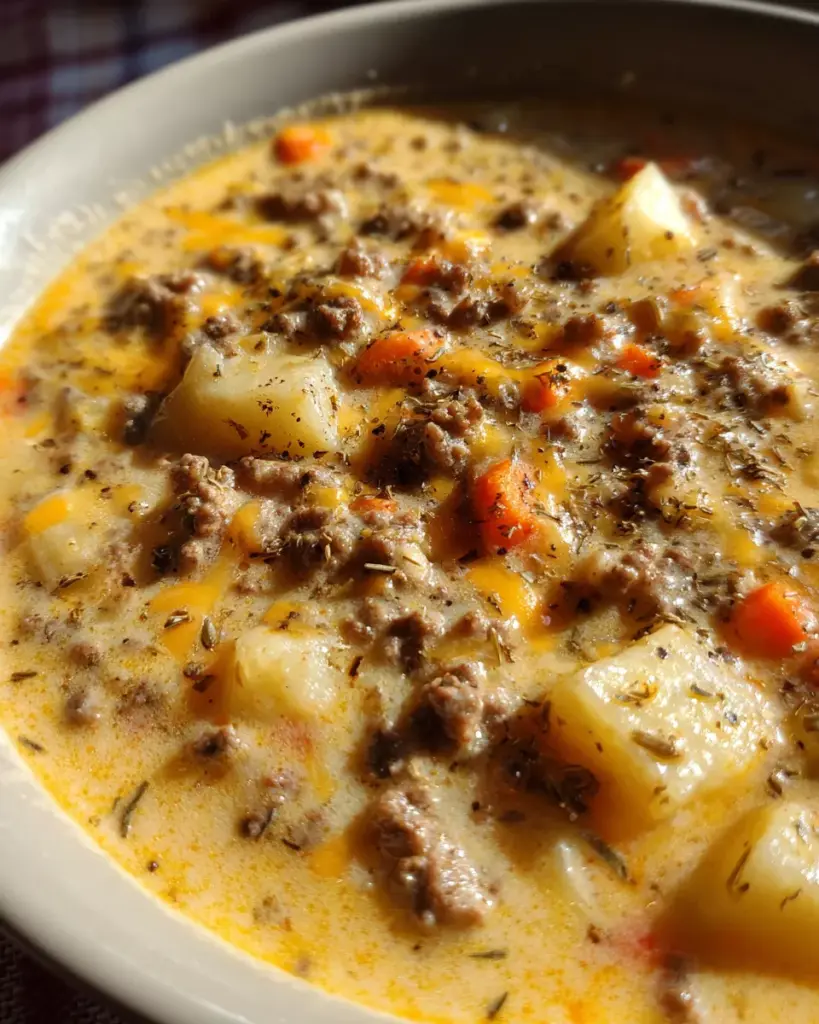 Crockpot Creamy Potato & Hamburger Soup | Easy Recipe