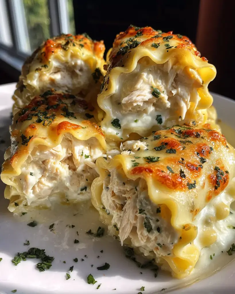 Chicken Alfredo Lasagna Rolls