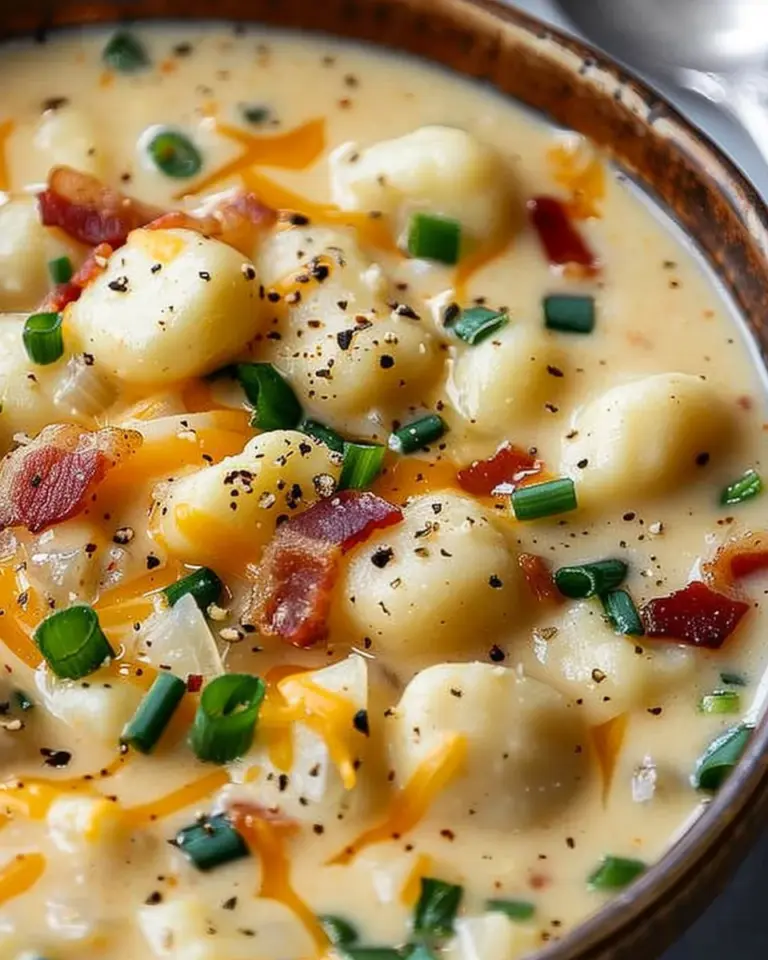 Creamy Bacon Cheddar Gnocchi Soup