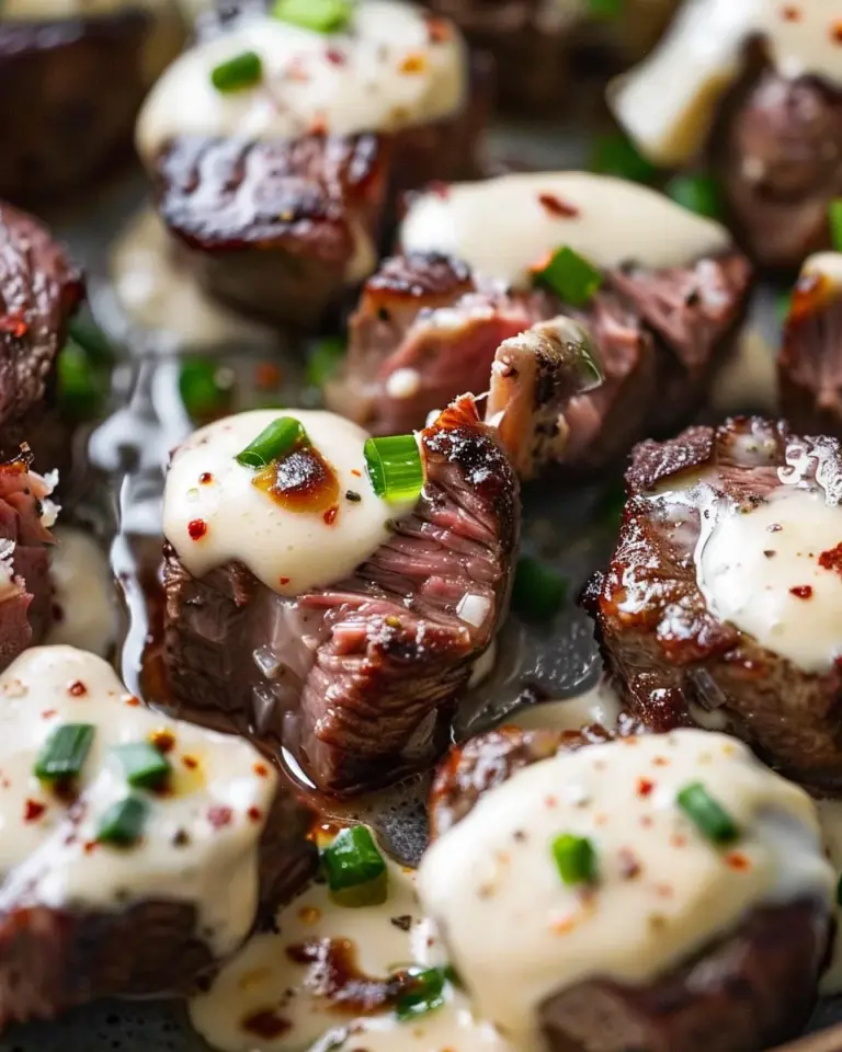 Garlic Butter Steak Bites with Parmesan Cream Sauce