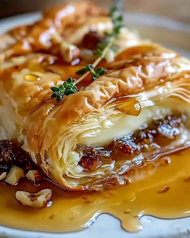 Baked Brie in Puff Pastry with Honey and Fig
