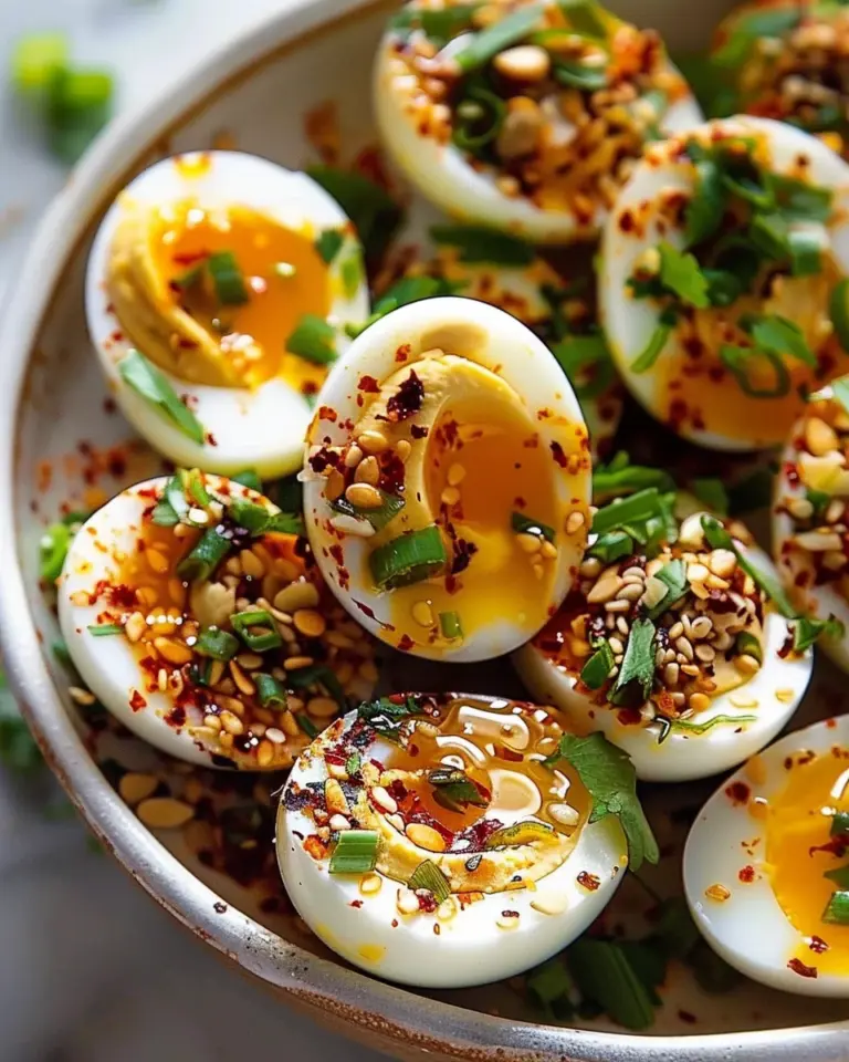 Spicy Chili Garlic Deviled Eggs