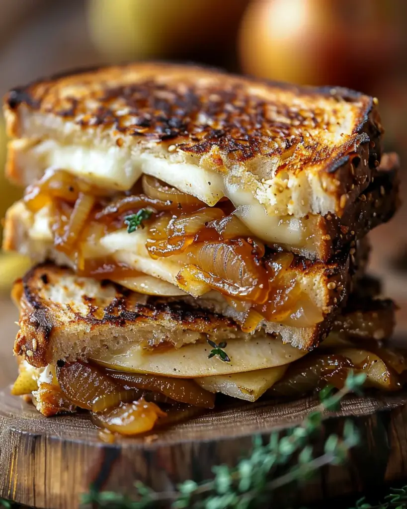 Pear & Apple Grilled Cheese With Caramelized Onions