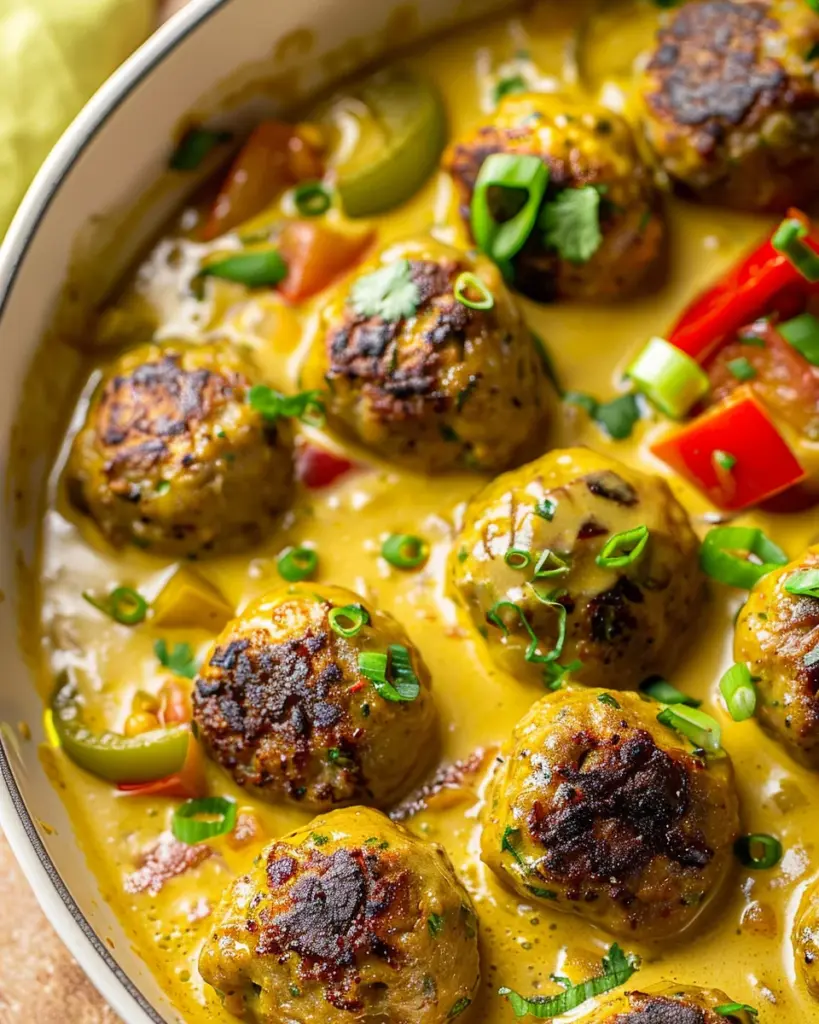 Jerk Meatballs In Coconut Curry Sauce