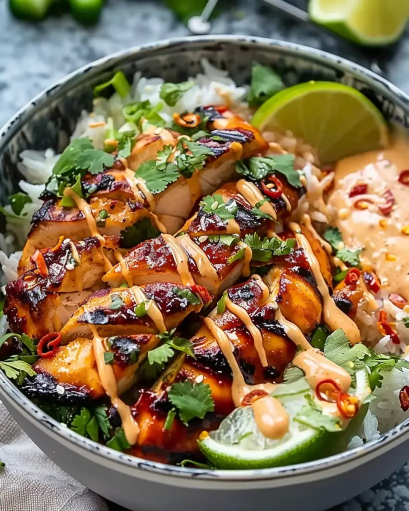 Sweet Chili Chicken Bowl with Coconut Lime Drizzle