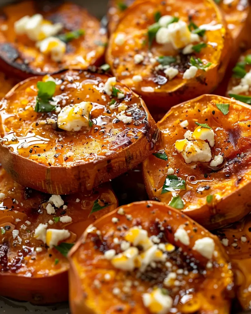 Roasted Sweet Potato Rounds with Honey & Feta