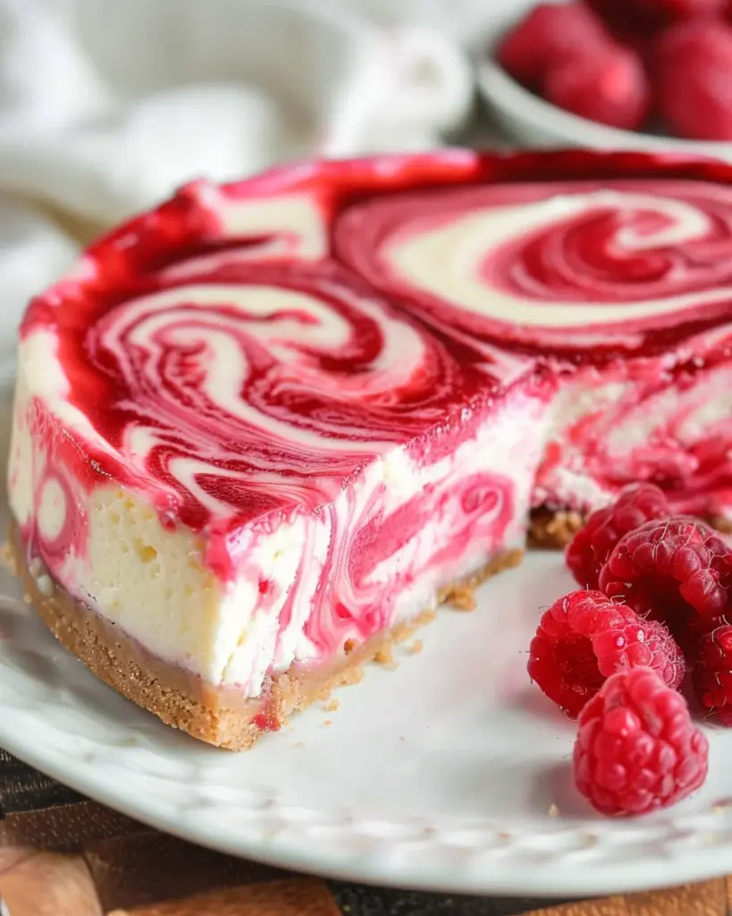 White Chocolate Raspberry Swirl Cheesecake 5 2 1 91
