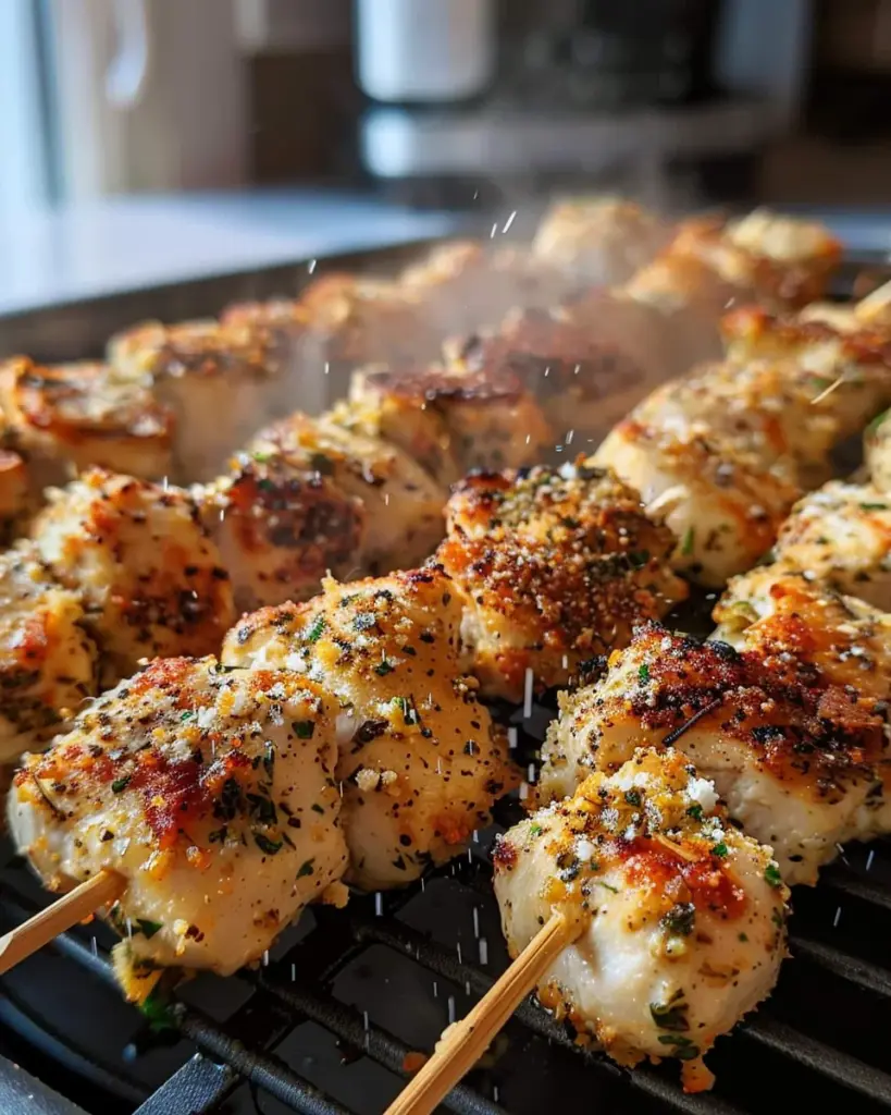 Crispy Air Fryer Garlic Parmesan Chicken Skewers – Irresistible!