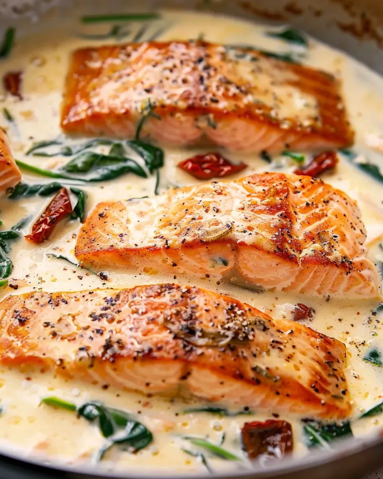 Tuscan Salmon with Parmesan Cream Sauce