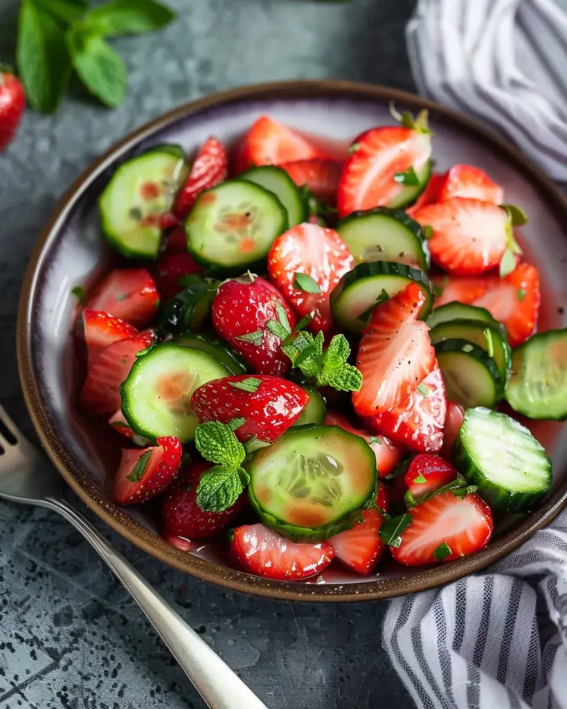 Cucumber Strawberry Salad (Just 6 Ingredients)