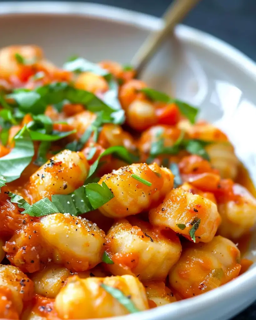 Gnocchi with Garlic Cream Tomato Sauce