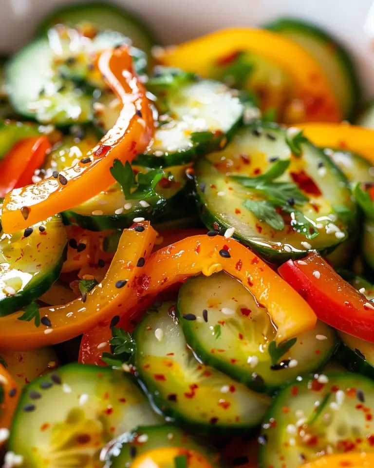 Viral TikTok Cucumber & Bell Pepper Salad