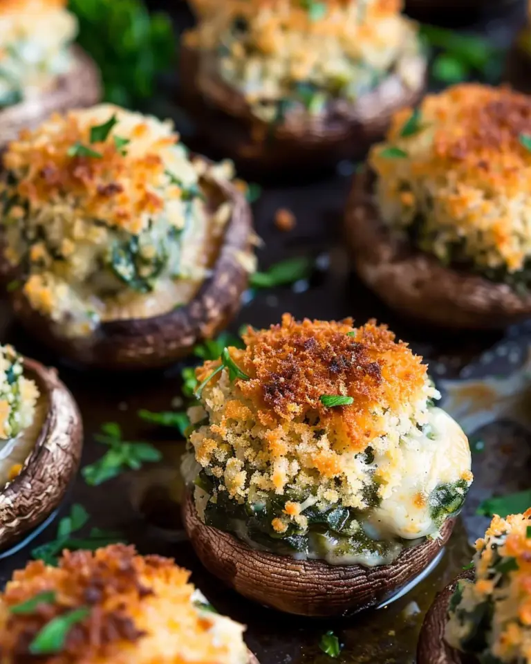 Cheesy Spinach Stuffed Mushrooms