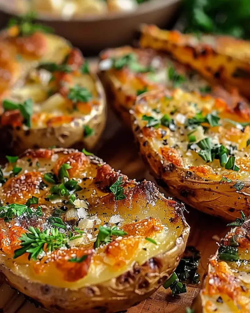 Crispy Garlic Herb Roasted Potato Skins