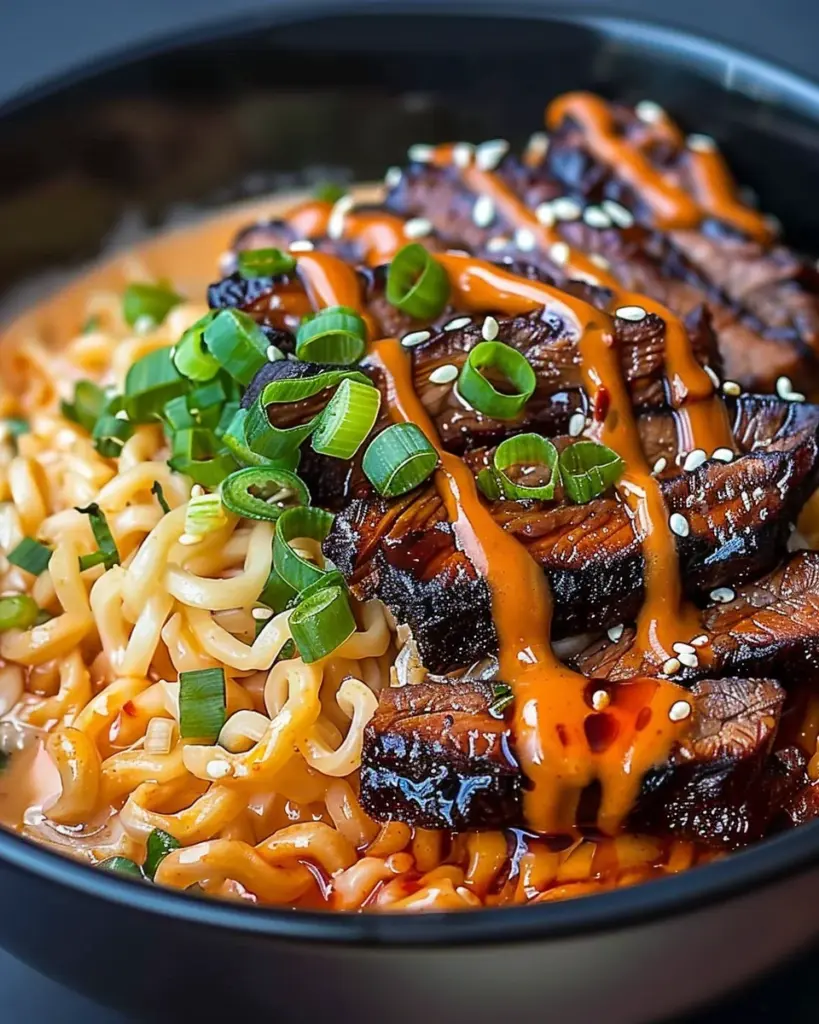 Spicy Korean Ramen with Grilled Beef & Creamy Sauce 5 4 1 7
