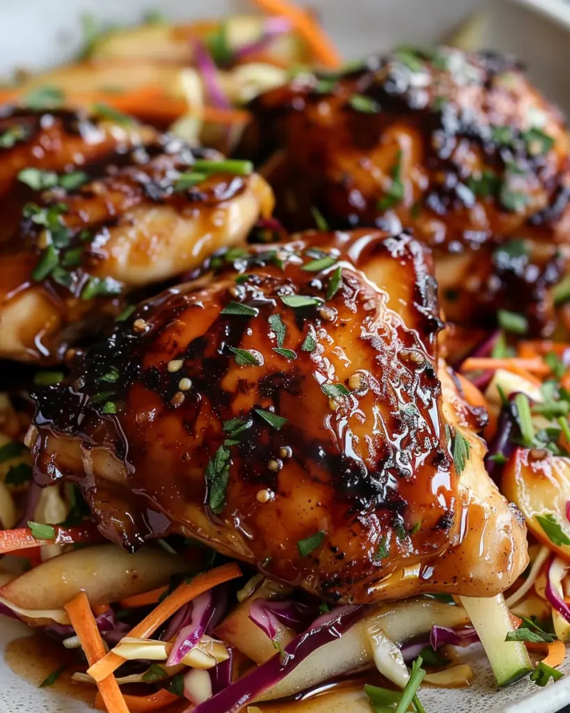 Sticky Apple Cider Chicken with Crisp Autumn Slaw
