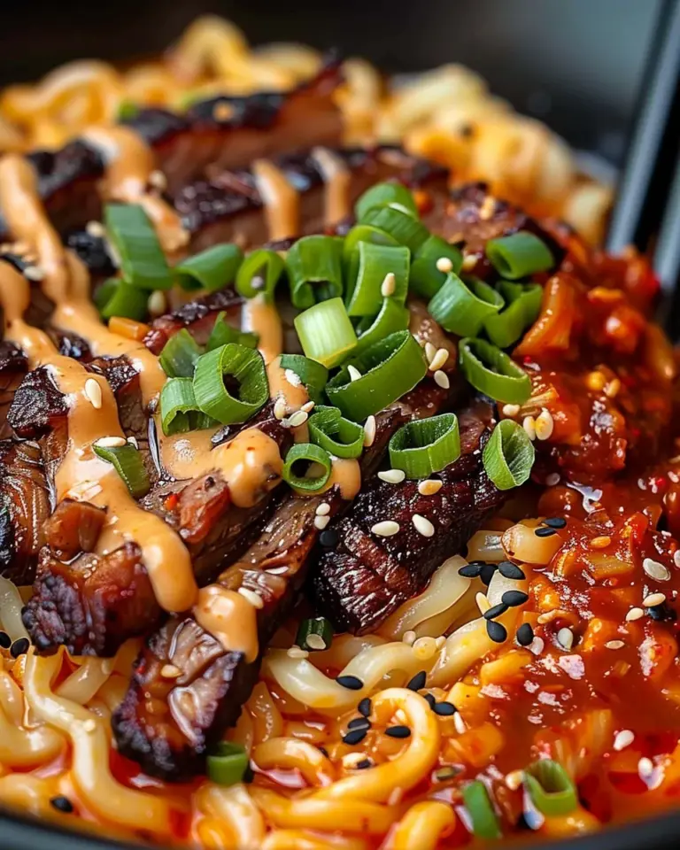 Spicy Korean Ramen with Grilled Beef & Creamy Sauce