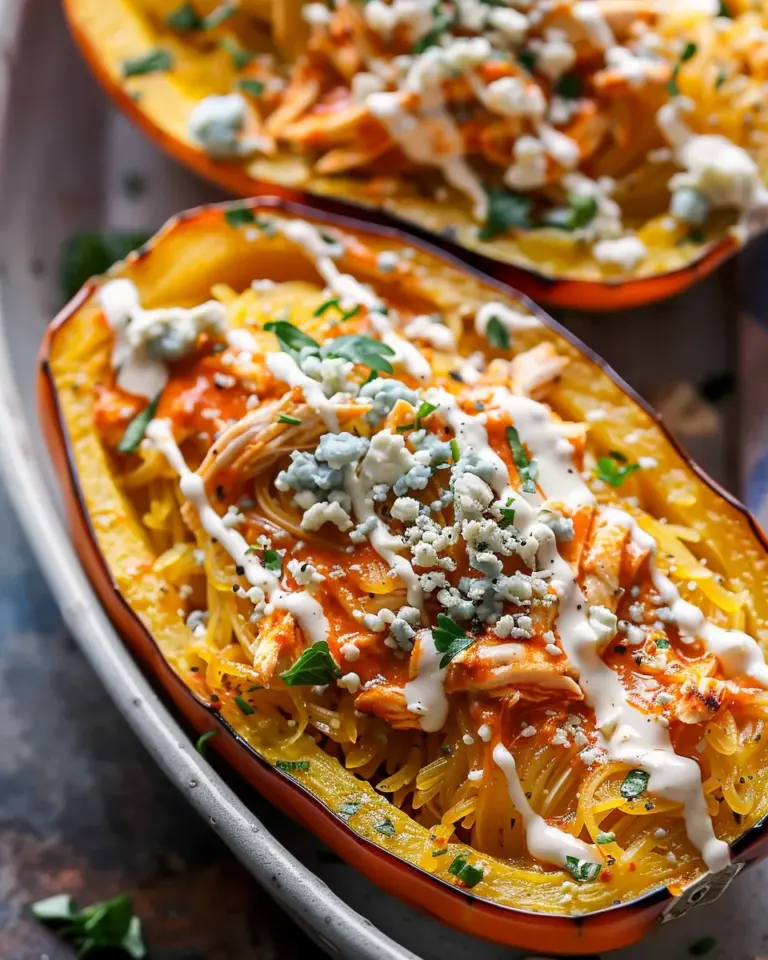 Buffalo Chicken Stuffed Spaghetti Squash