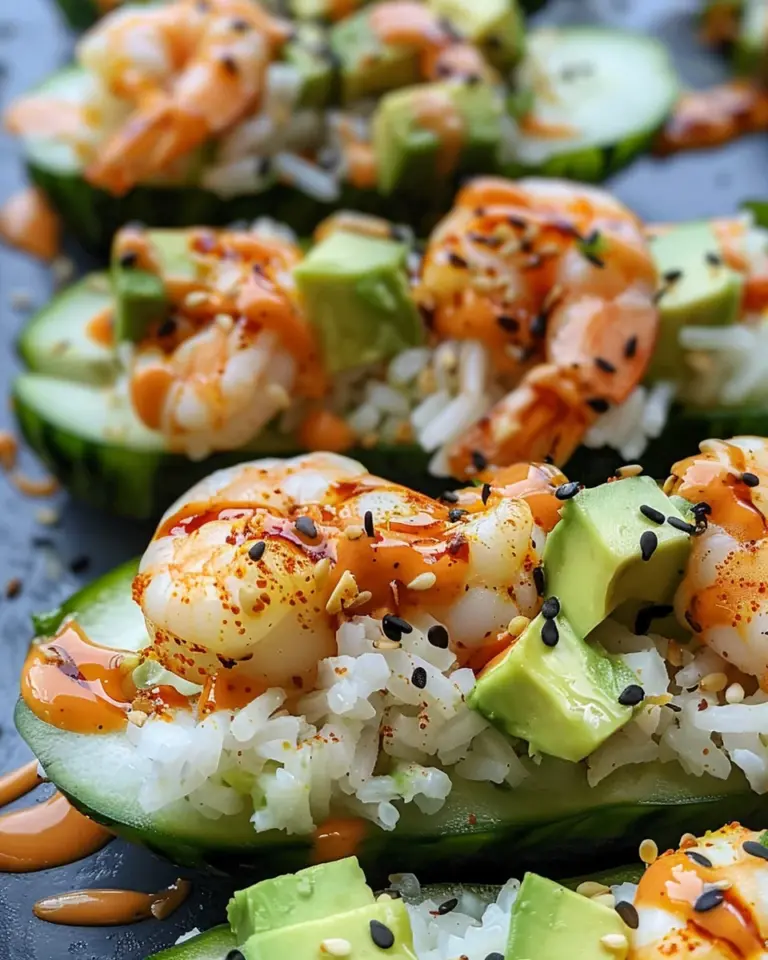 Shrimp Avocado Cucumber Boats