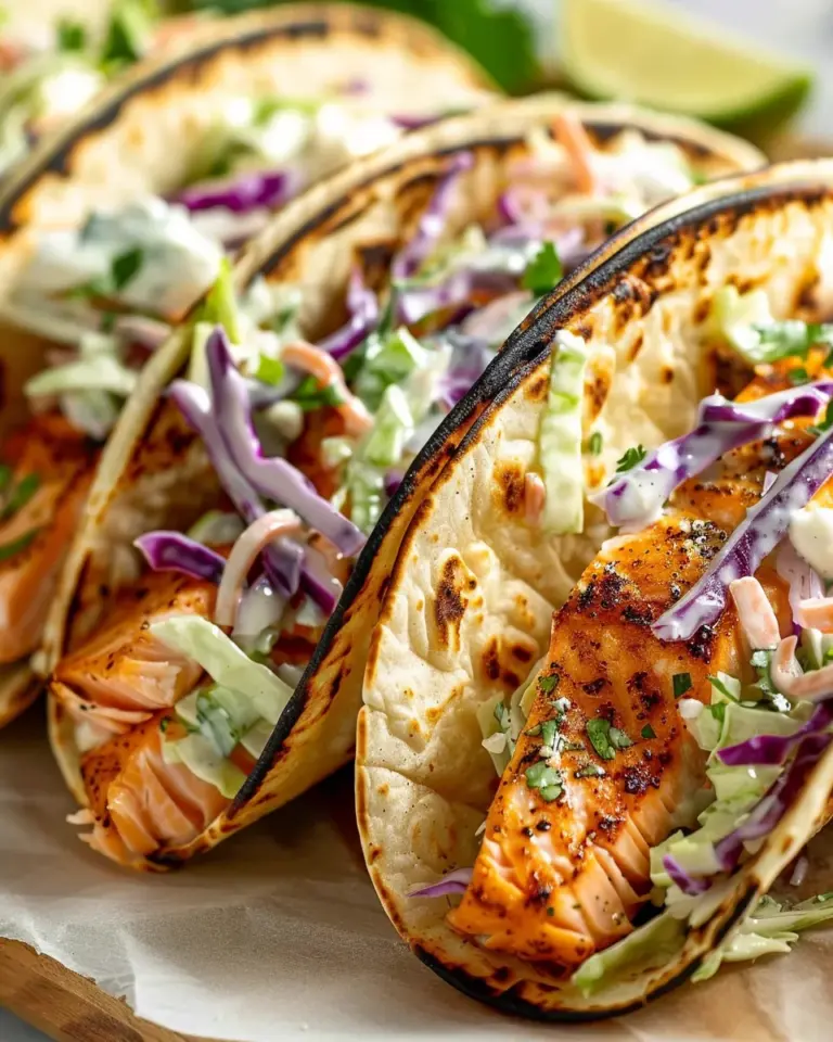 Air Fryer Salmon Tacos with Slaw