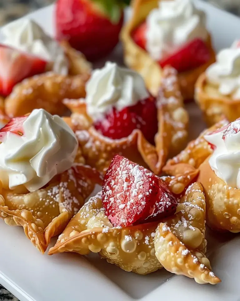 Deep-Fried Strawberry Cheesecake Stuffed Wonton Bites: Irresistibly Crispy!