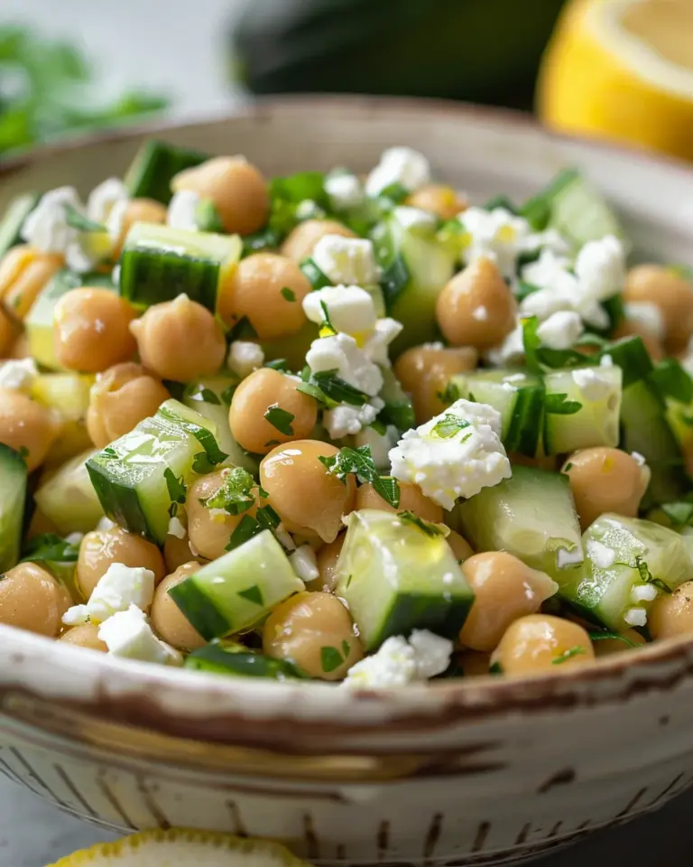 Cucumber Chickpea Feta Lemon
