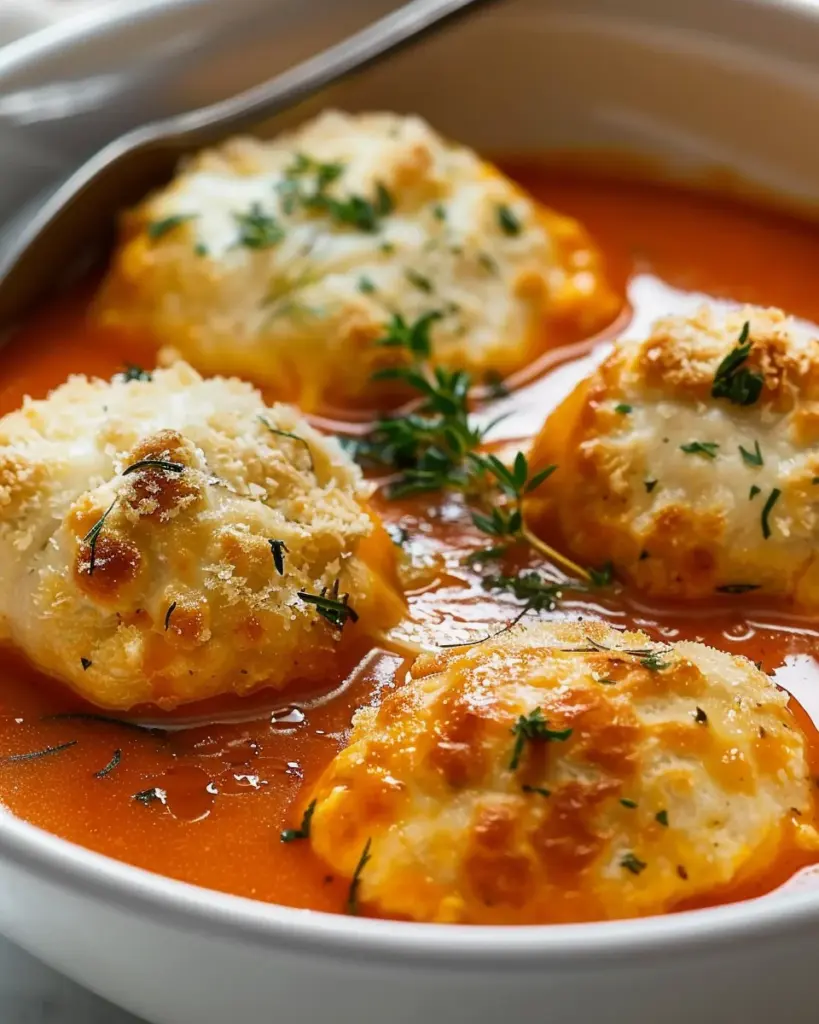 Tomato Soup with Cheddar Bay Dumplings