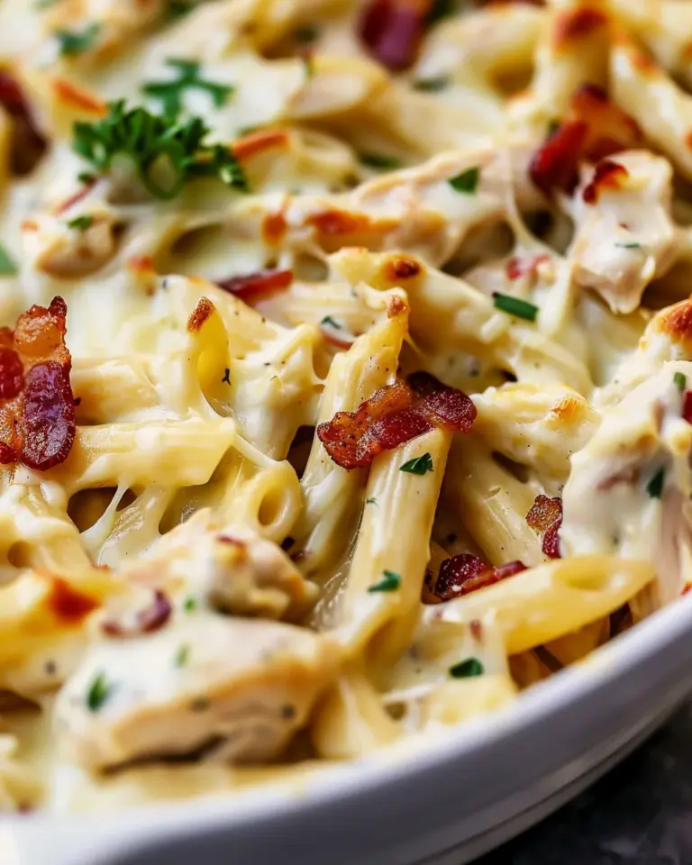 Chicken Bacon Ranch Baked Penne