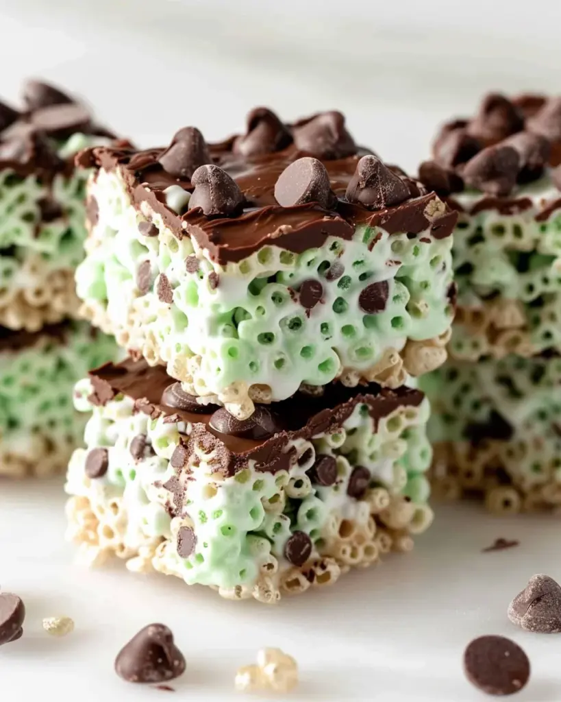 Mint Chocolate Chip Rice Krispie Treats