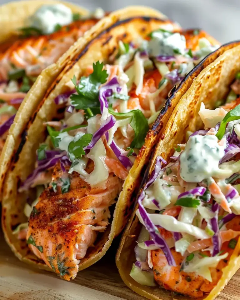 Air Fryer Salmon Tacos with Slaw