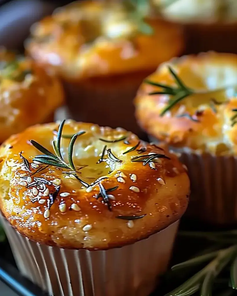 Easy Garlic Rosemary Focaccia Muffins
