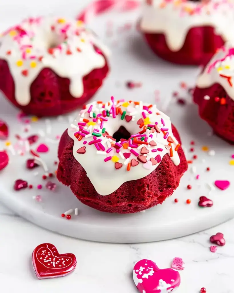 Mini Red Velvet Bundt Cakes with Cream Cheese Frosting