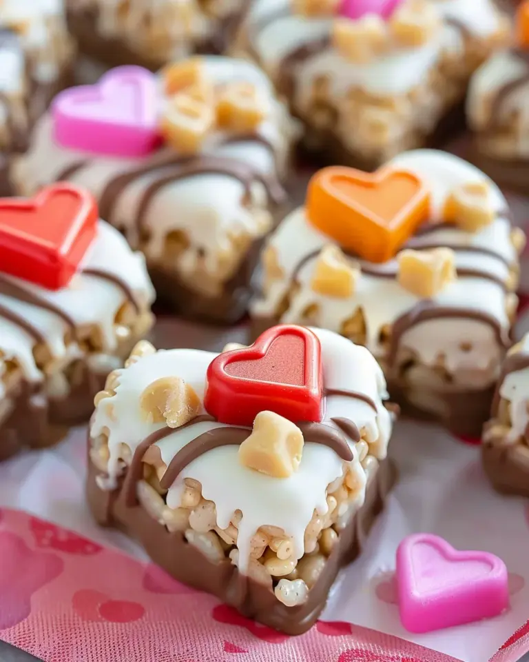 White Chocolate Reese’s Rice Krispie Hearts