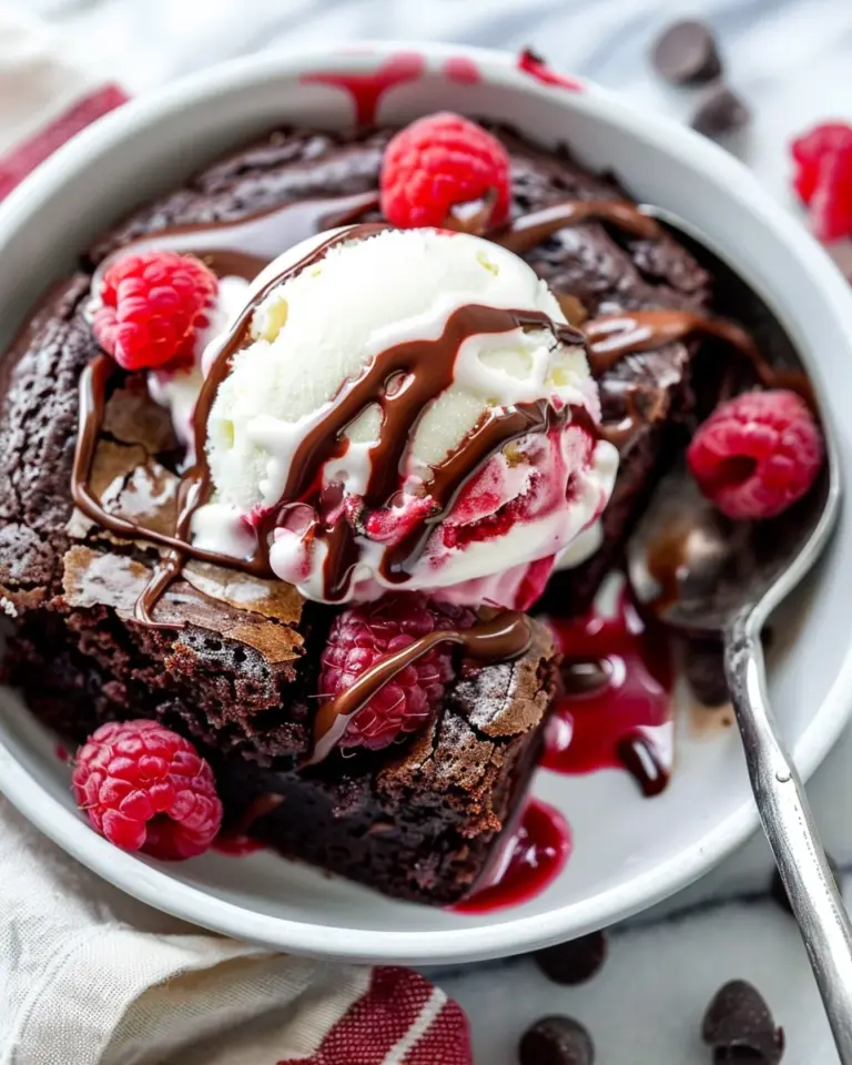 Raspberry Swirl Brownie Sundae for Two