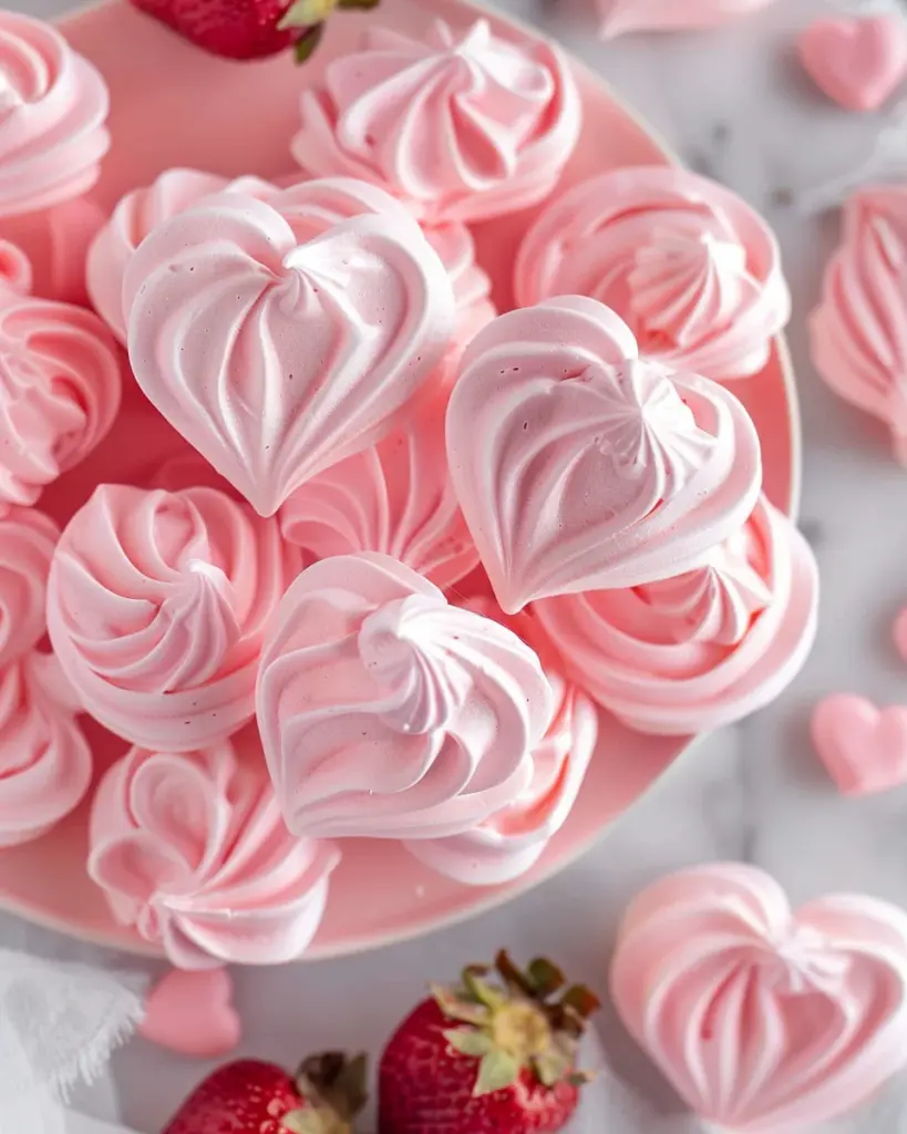 Strawberry Meringue cookies