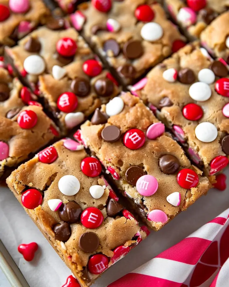 M&M’s Valentine’s Day Cookie Bars