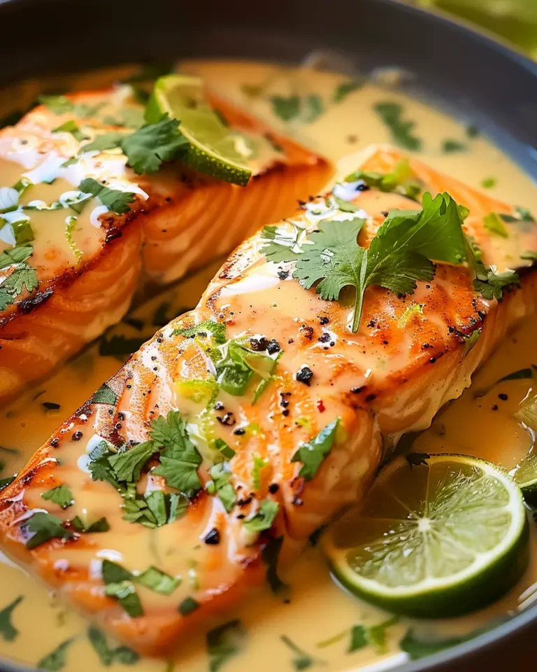 Poached Salmon in Coconut Lime Sauce