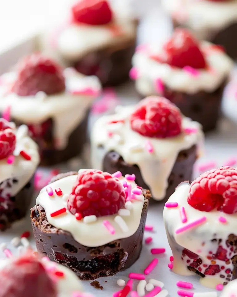 White Chocolate Raspberry Brownie Bites
