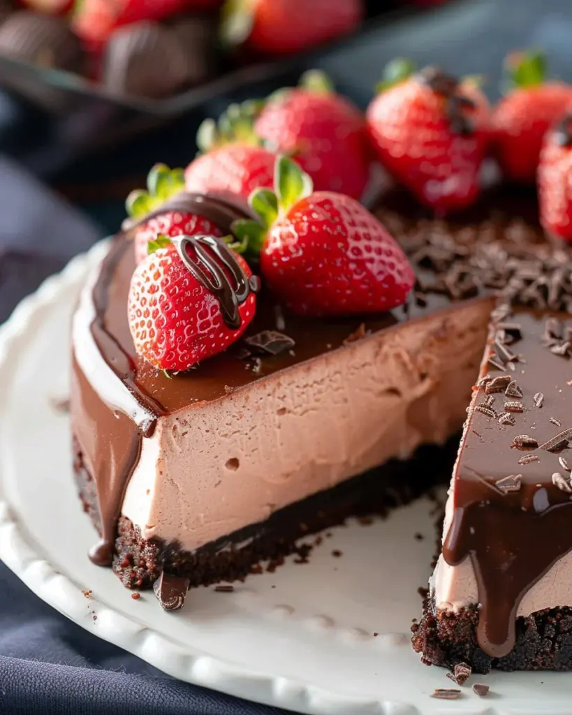 Keto Chocolate Strawberry Cheesecake