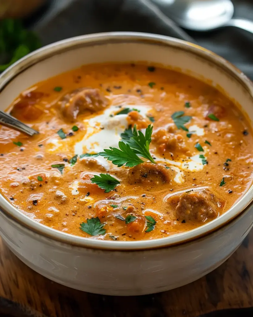 Sausage & Tomato Cream Cheese Soup