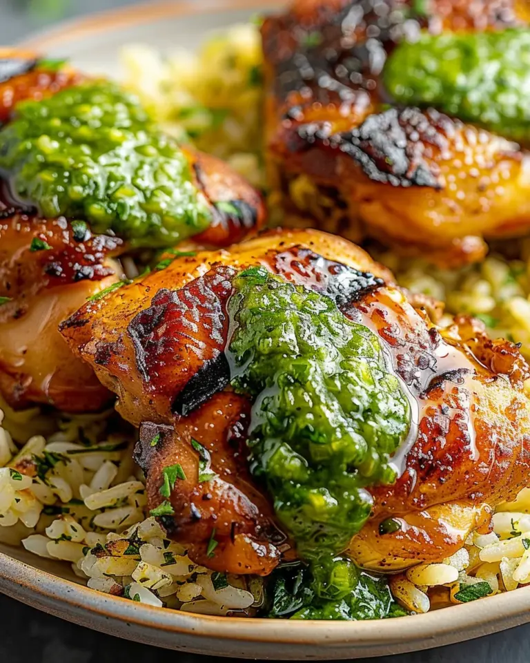 Peruvian Chicken and Rice with Green Sauce
