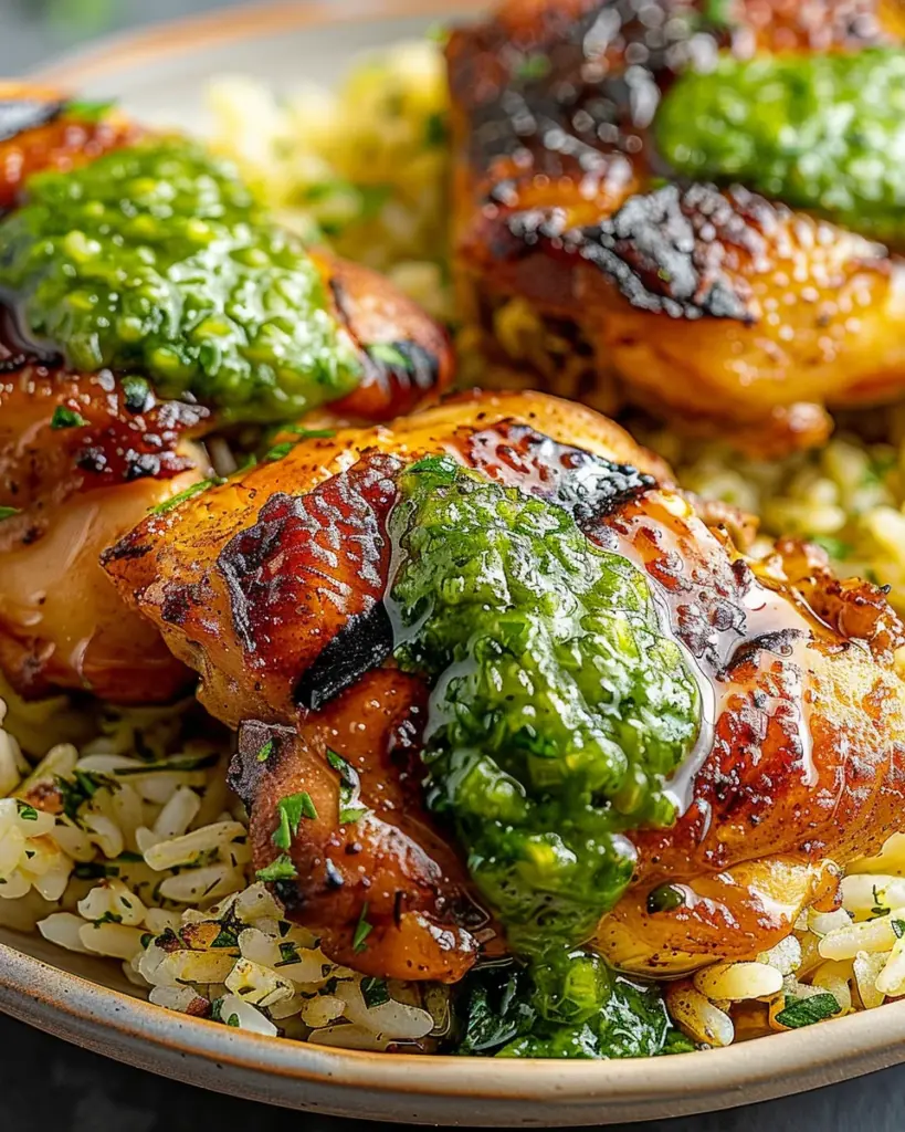 Peruvian Chicken and Rice with Green Sauce