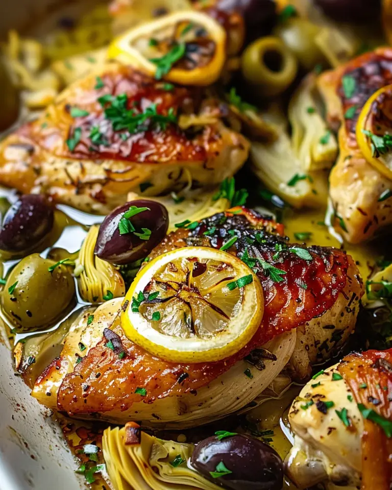 Mediterranean Lemon Chicken with Artichokes & Olives