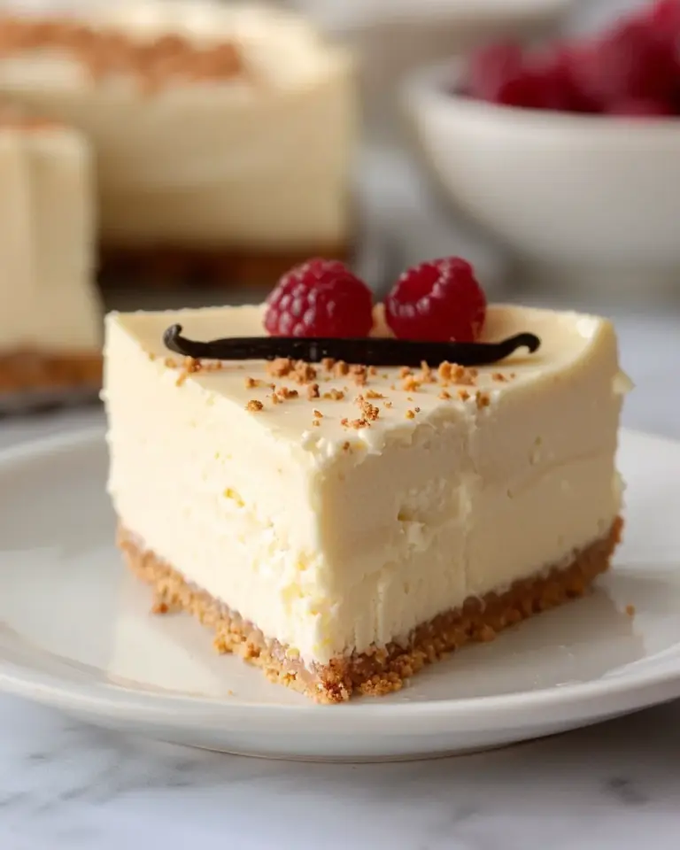 Easy Vanilla Bean White Chocolate Mousse Cheesecake