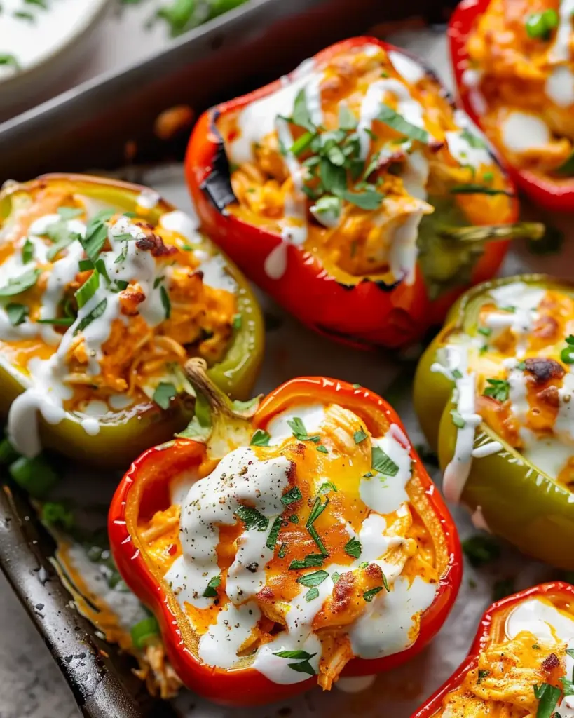 Buffalo Chicken Stuffed Peppers – Dairy Free & Low Carb