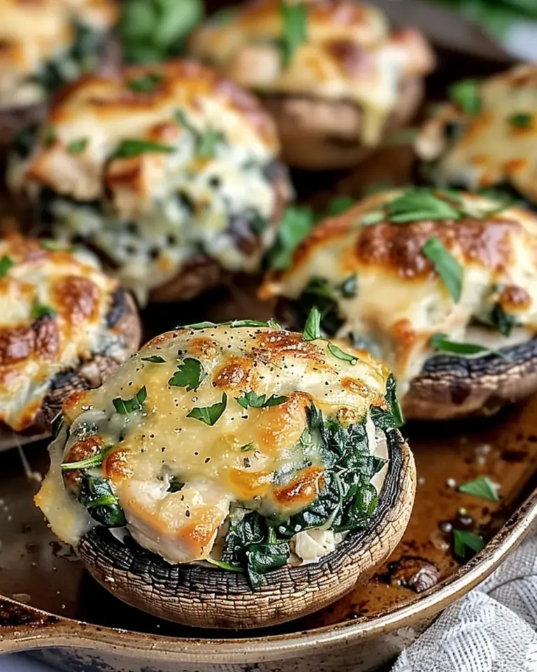 Spinach and Chicken Stuffed Mushrooms